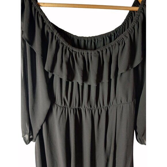 Torrid Black Chiffon Mini Dress Size 3 3X Plus Women Off The Shoulder LBD - Picture 8 of 13